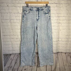 American Eagle Jeans Womens 12 Super High-Rise Baggy Wide Leg Distressed Stretch